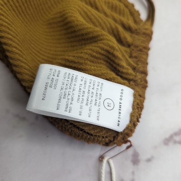 Good American Swim Top Women Brown Bronze Crinkle Tiny Ties Bikini - Picture 5 of 10